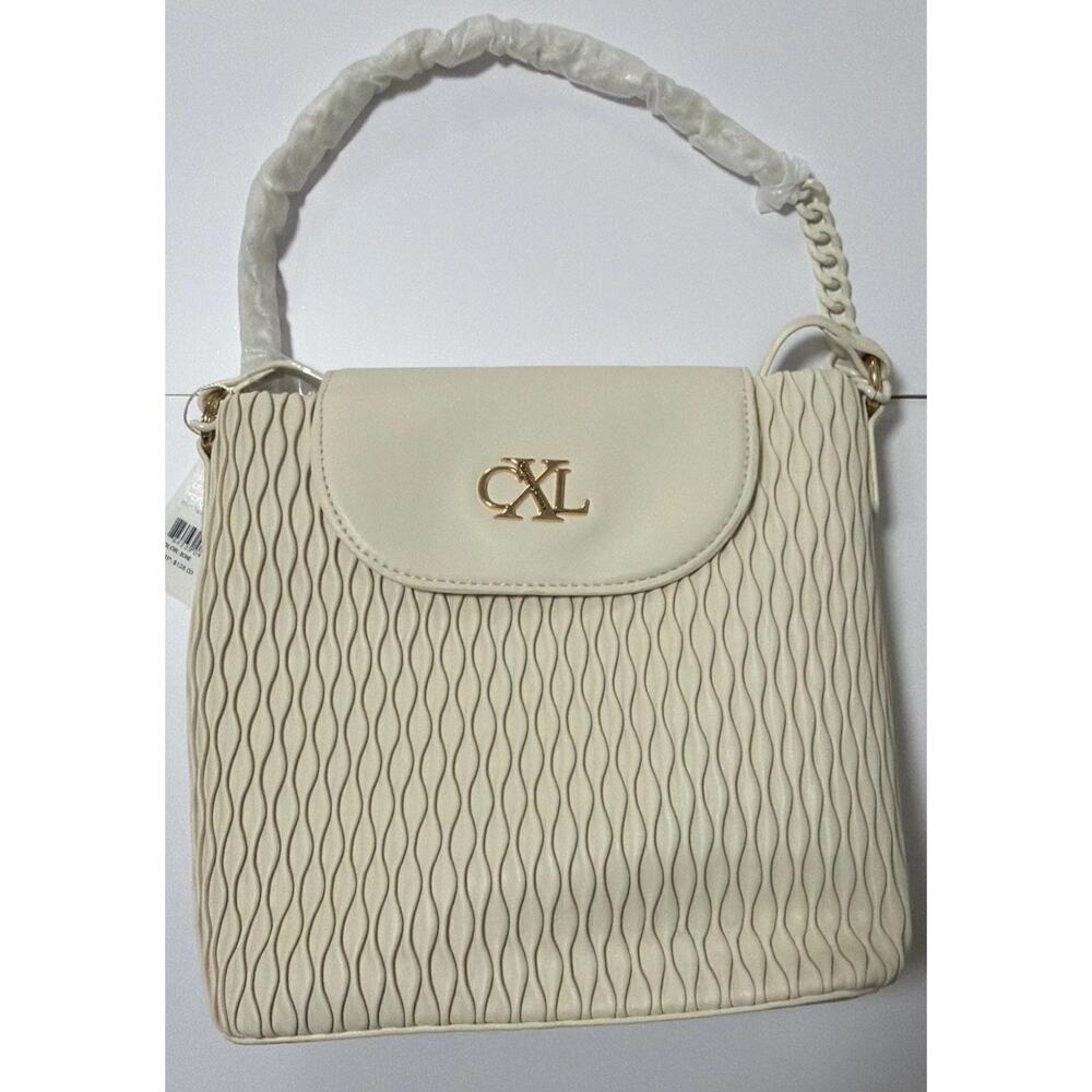 NEW CXL Christian Lacroix Bone Beige Ruching Bucket Shoulder Bag $128
